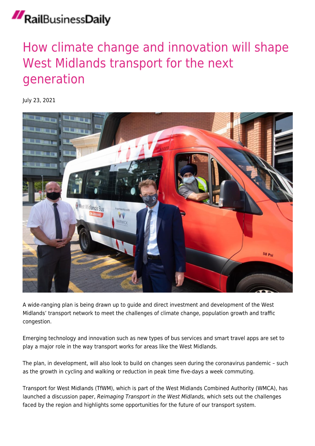 How Climate Change and Innovation Will Shape West Midlands Transport for the Next Generation