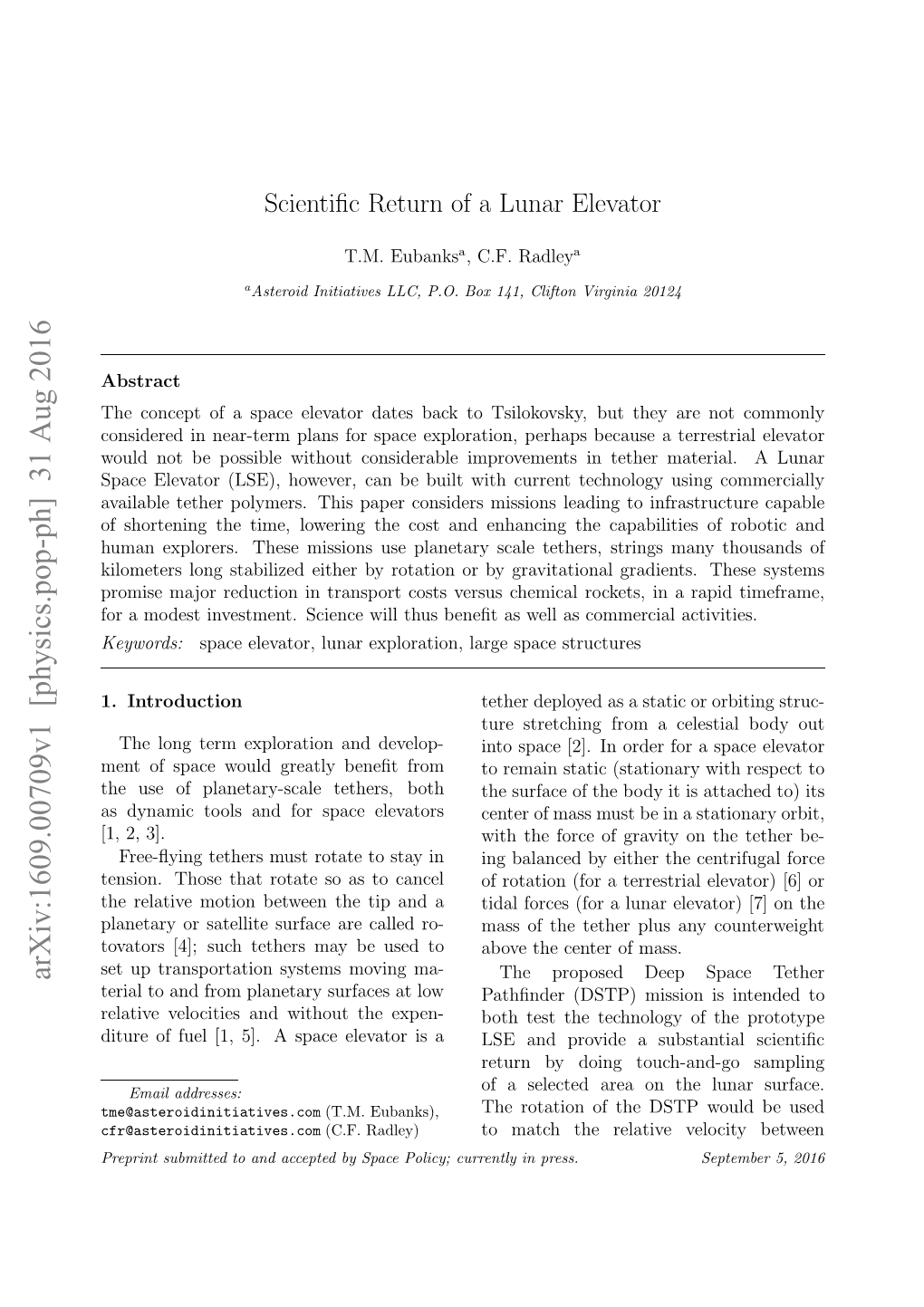 Scientific Return of a Lunar Elevator