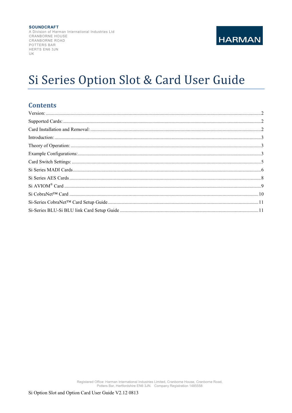 Si Series Option Slot & Card User Guide