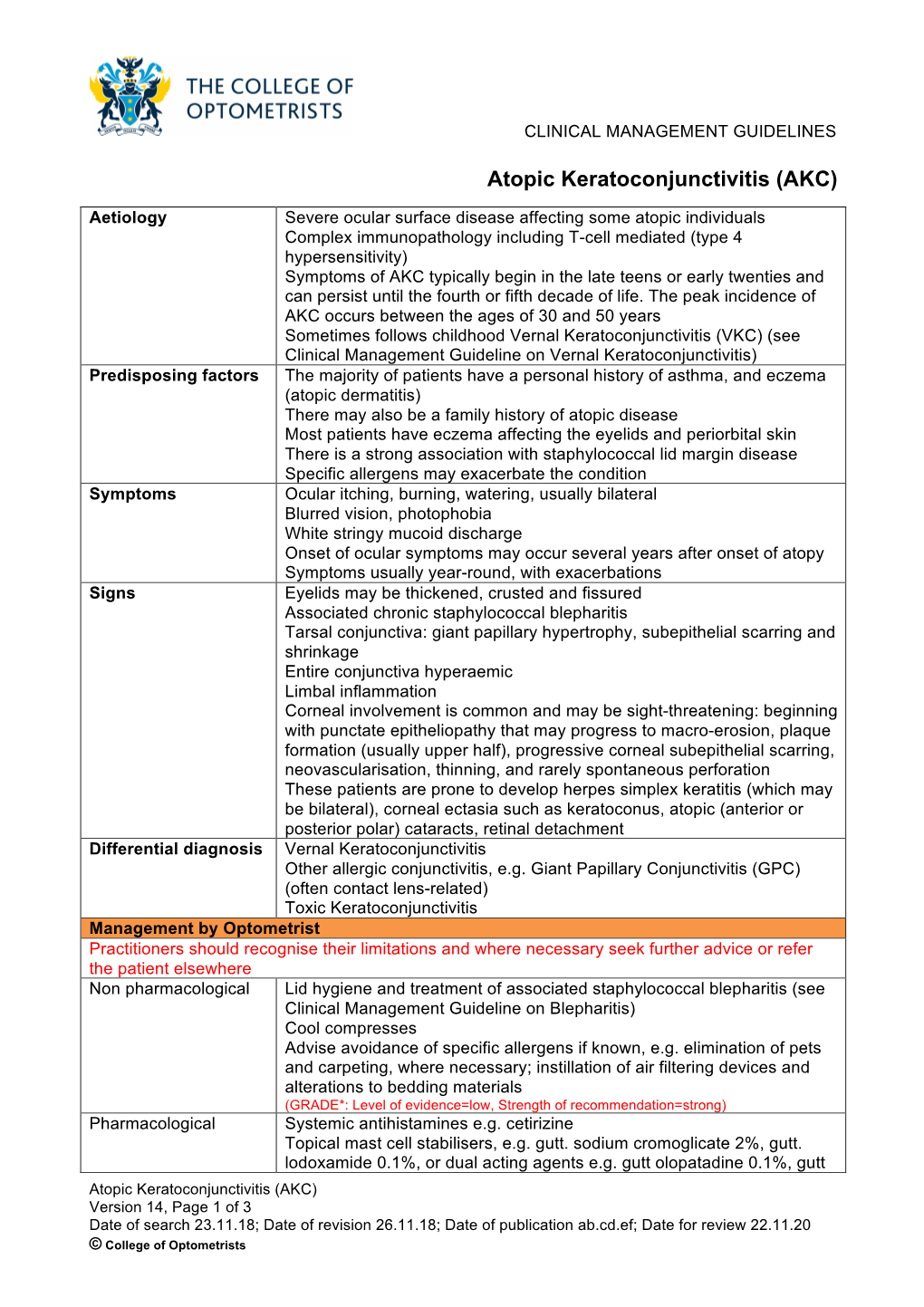 Atopic Keratoconjunctivitis (AKC)