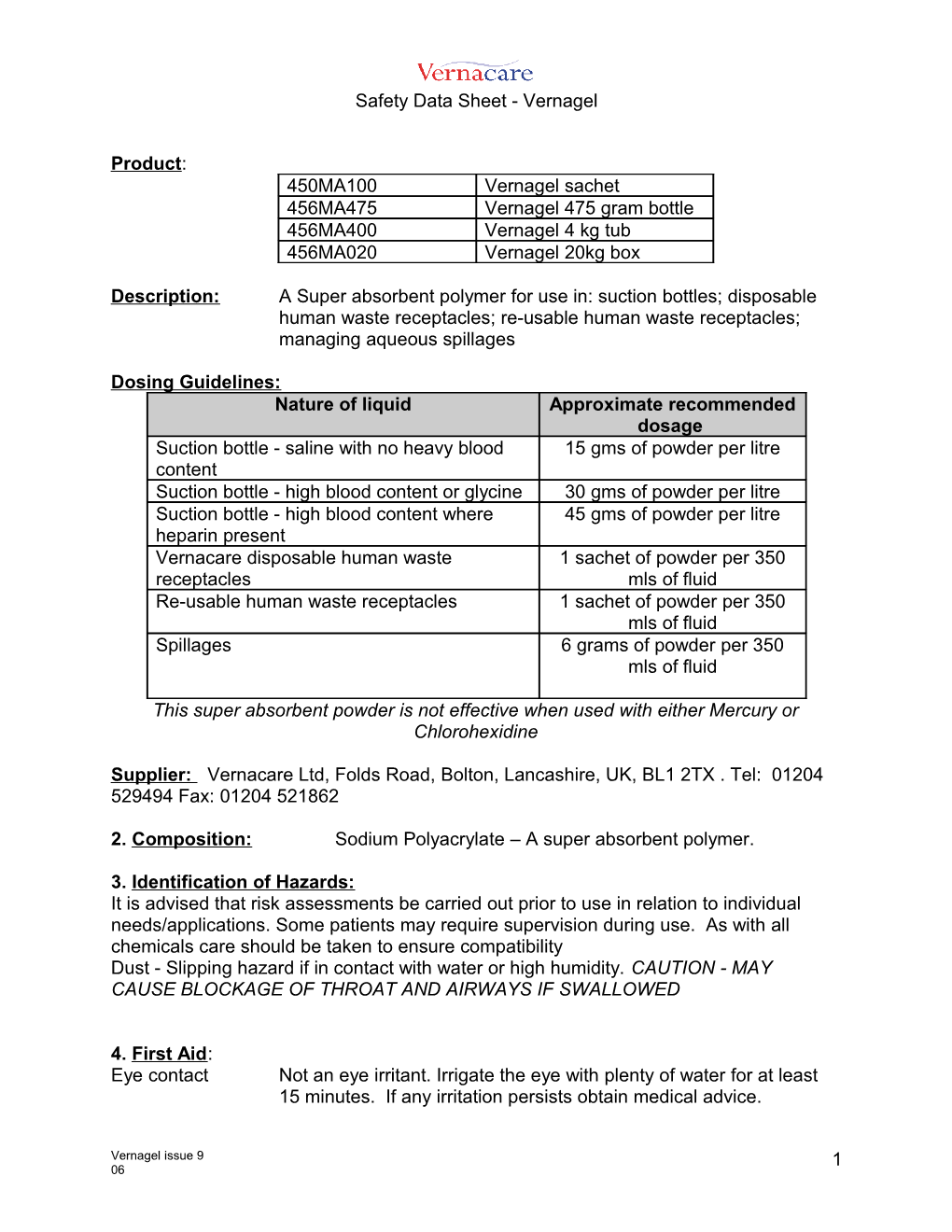 Safety Data Sheet - Vernagel