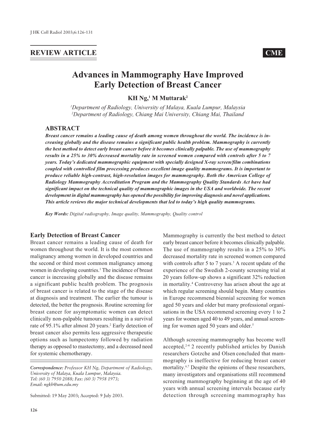 Advances in Mammography Have Improved Early Detection of Breast