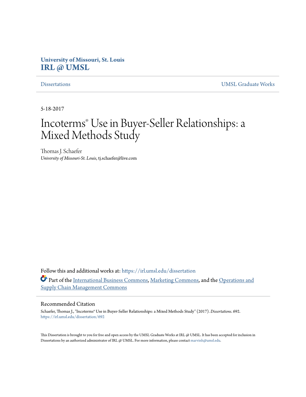 Incoterms® Use in Buyer-Seller Relationships: a Mixed Methods Study Thomas J