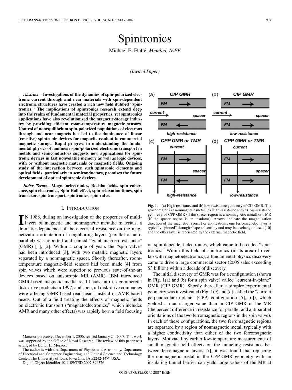 Spintronics Michael E