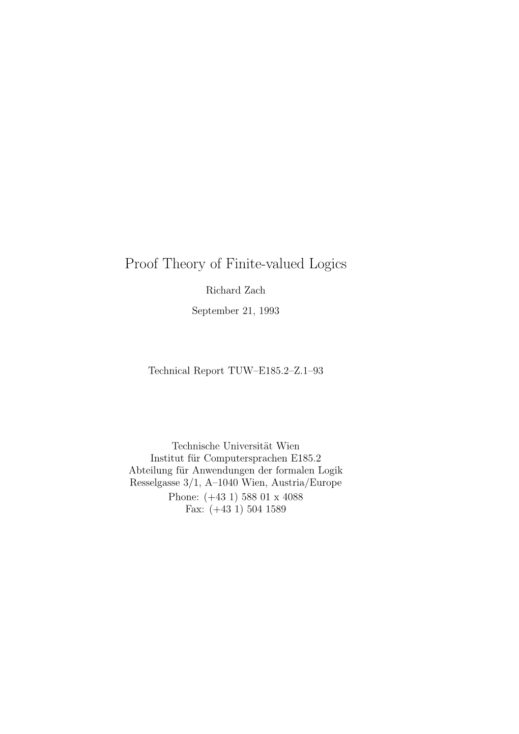 Proof Theory of Finite-Valued Logics