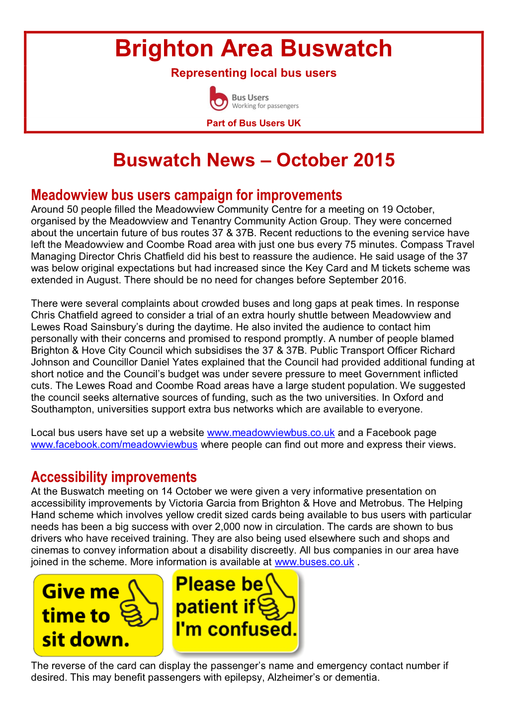 Buswatch News – October 2015