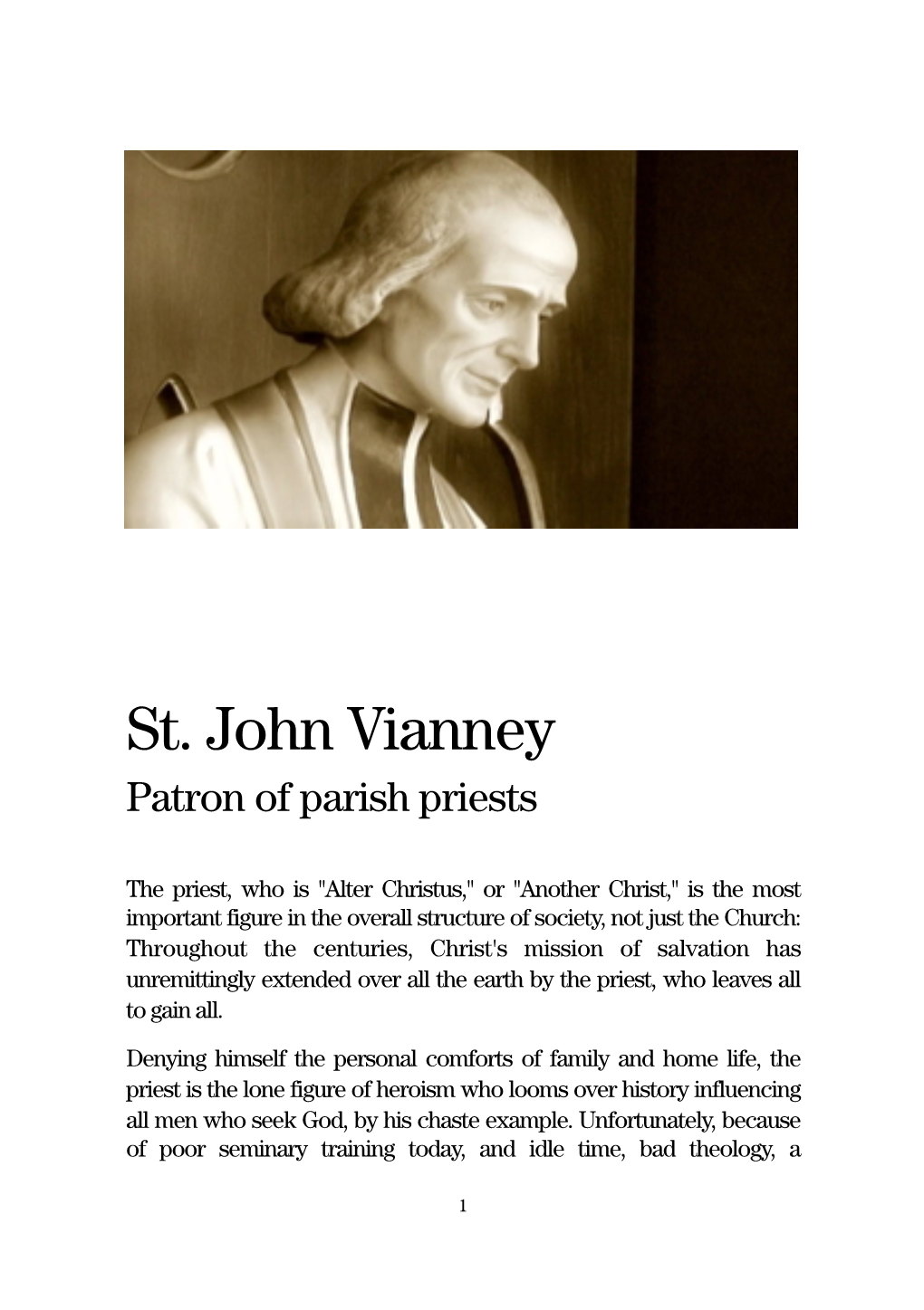 St. John Vianney Patron of Parish Priests