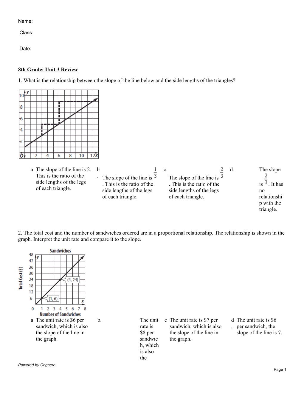 8Th Grade: Unit 3 Review