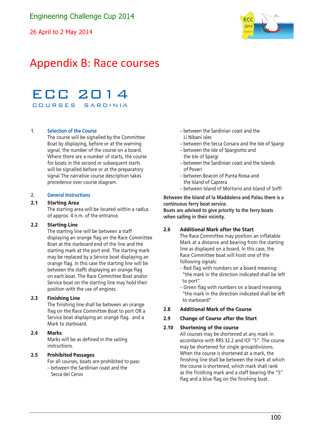 ECC 2014 26 April to 2 May 2014 SARDINIA