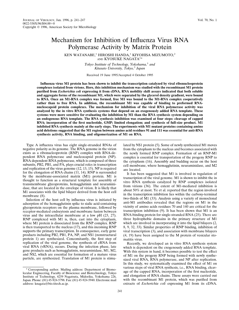 Mechanism for Inhibition of Inffuenza Virus RNA Polymerase Activity By