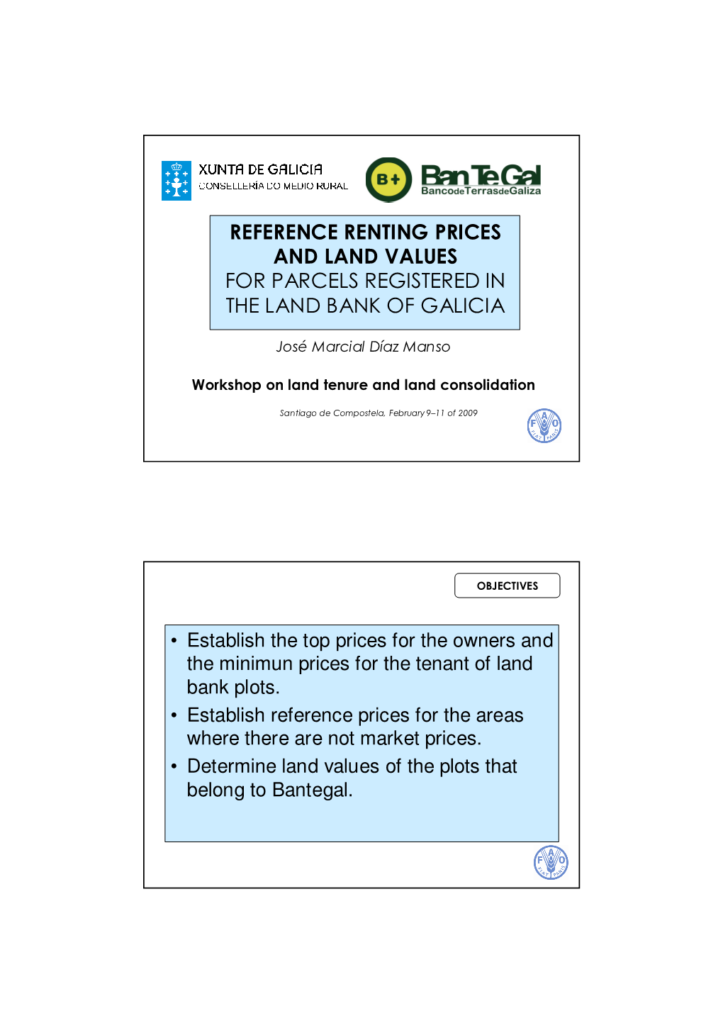 Reference Renting Prices and Land Values for Parcels Registered in the Land Bank of Galicia