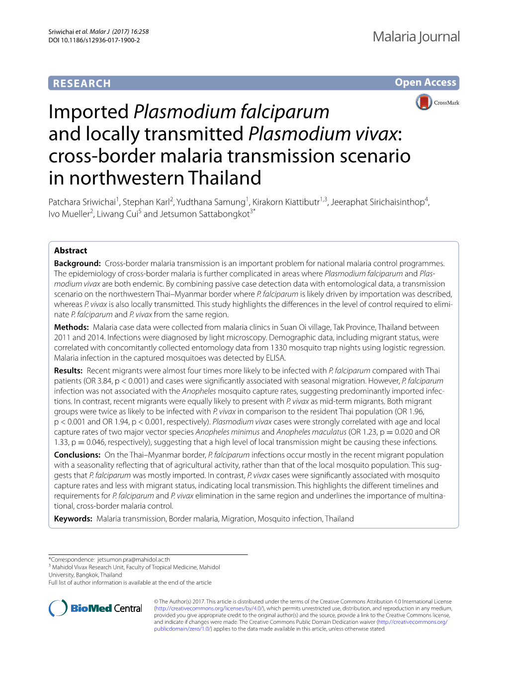 Cross-Border Malaria Transmission Scenario in Northwest