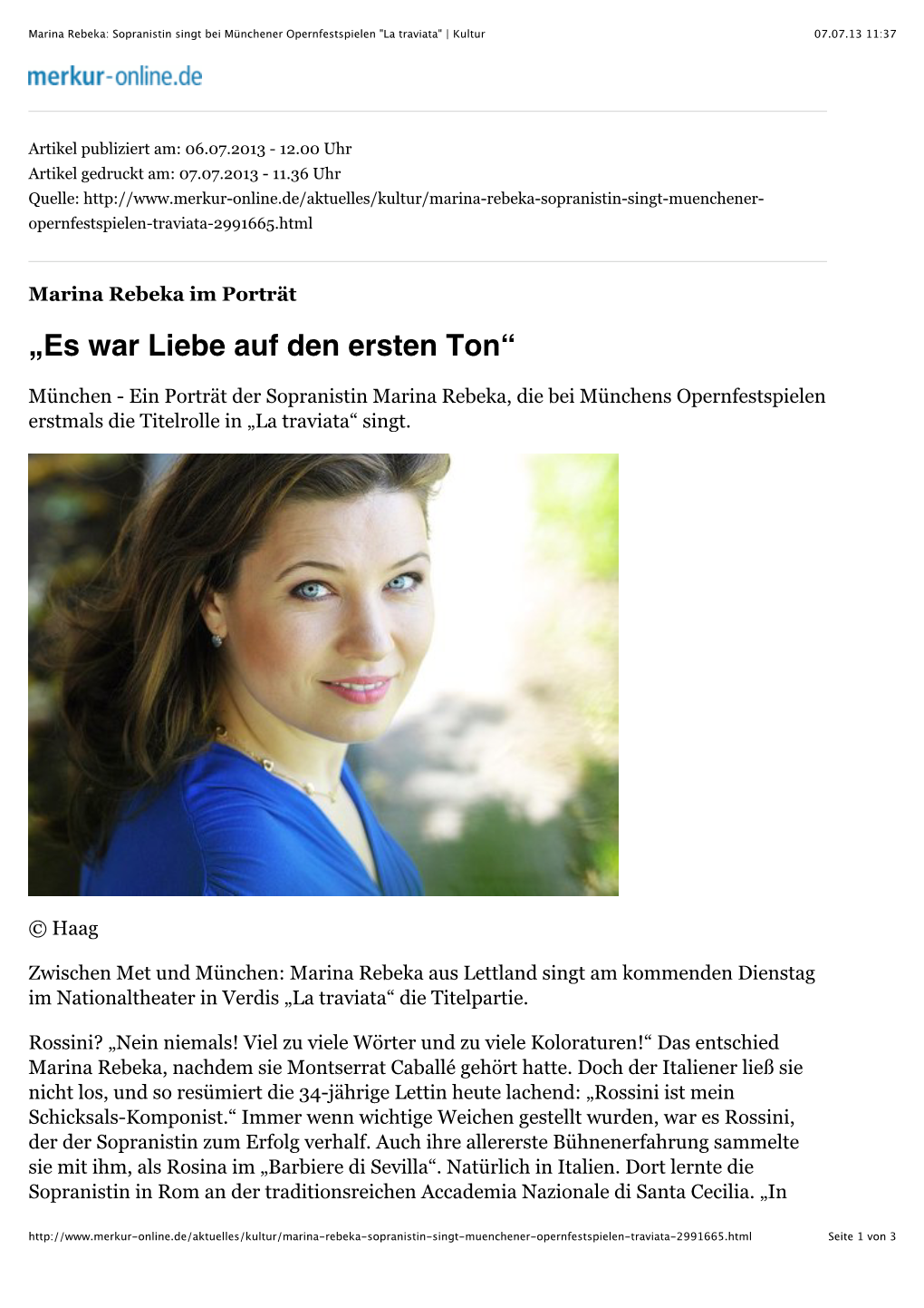 Marina Rebeka: Sopranistin Singt Bei Münchener Opernfestspielen "La Traviata" | Kultur 07.07.13 11:37