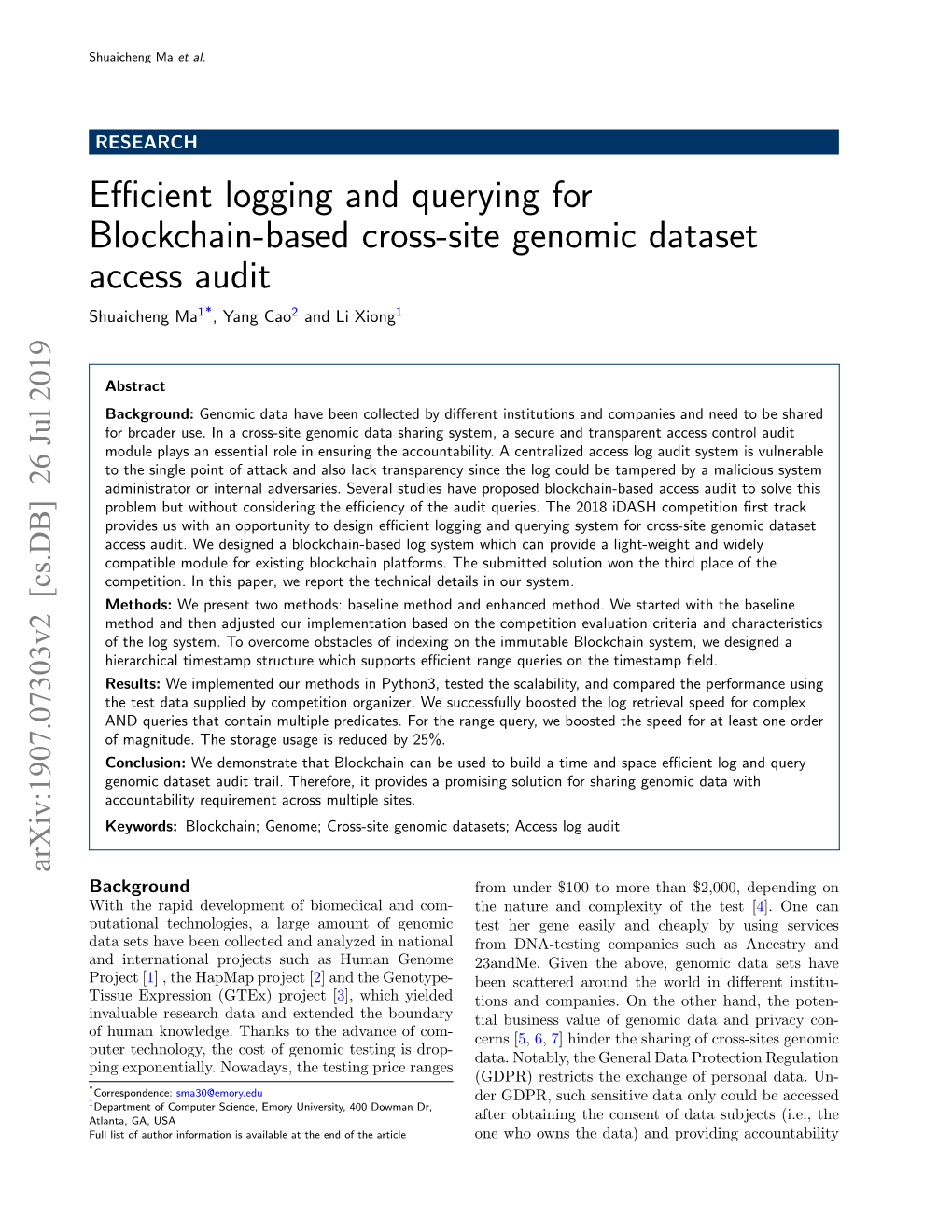 Efficient Logging and Querying for Blockchain-Based Cross-Site