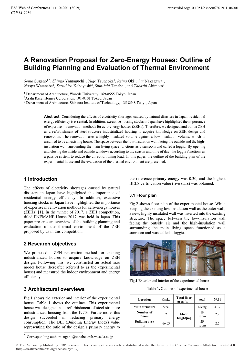 A Renovation Proposal for Zero-Energy Houses: Outline of Building Planning and Evaluation of Thermal Environment