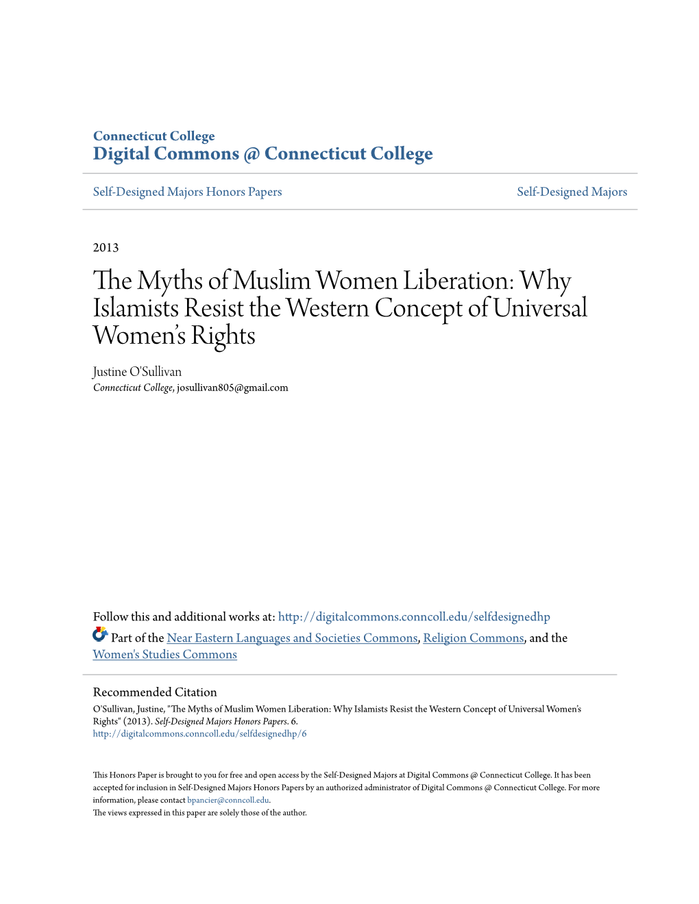 The Myths of Muslim Women Liberation: Why Islamists Resist the Western Concept of Universal Women’S Rights