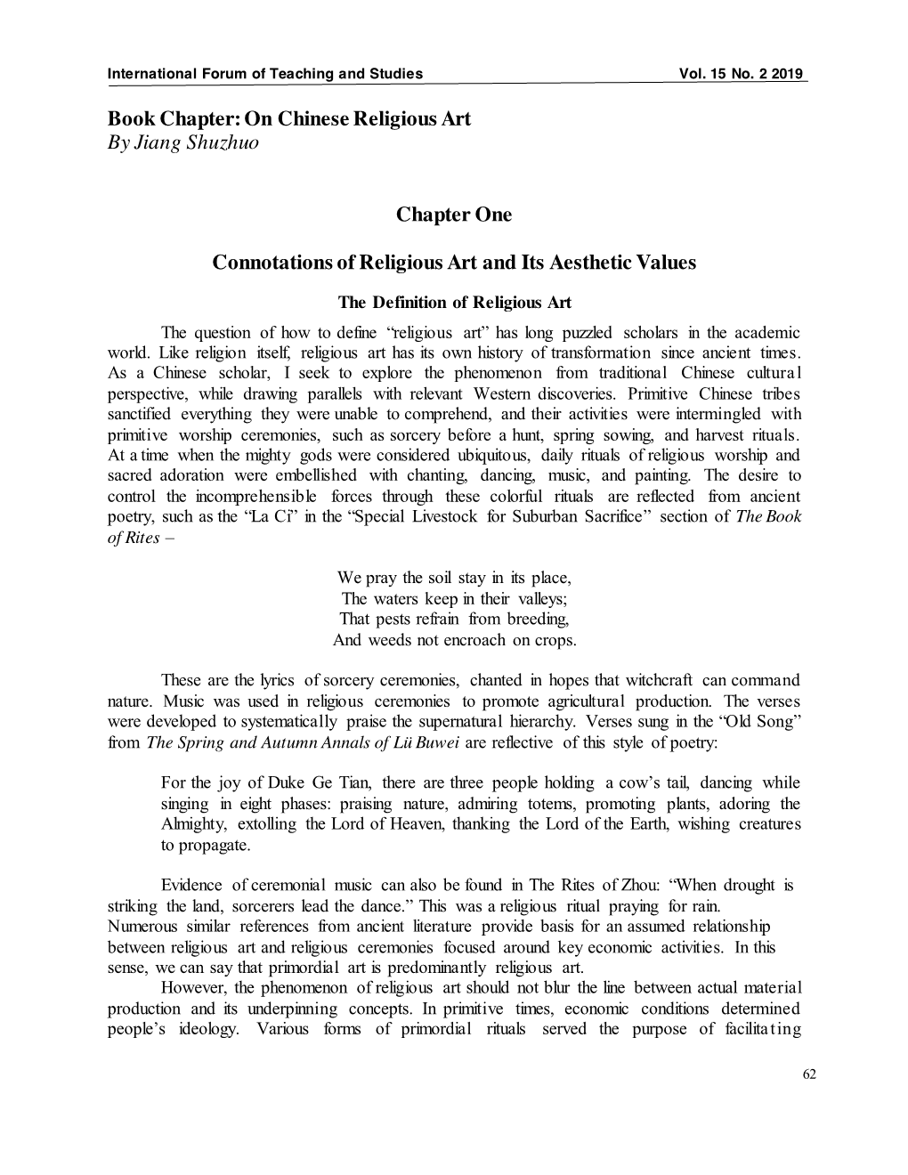 On Chinese Religious Art by Jiang Shuzhuo Chapter One