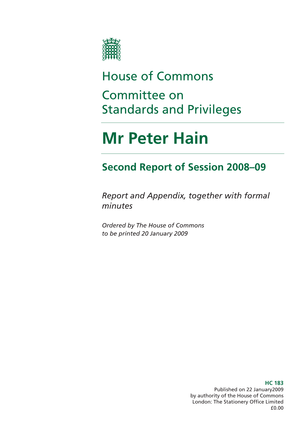 Mr Peter Hain