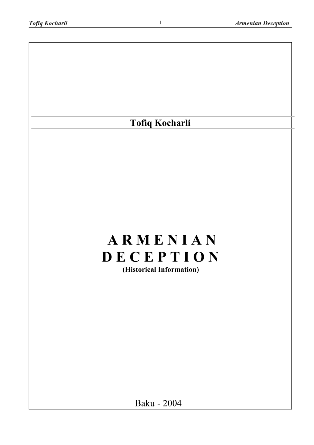 Armenian Deception