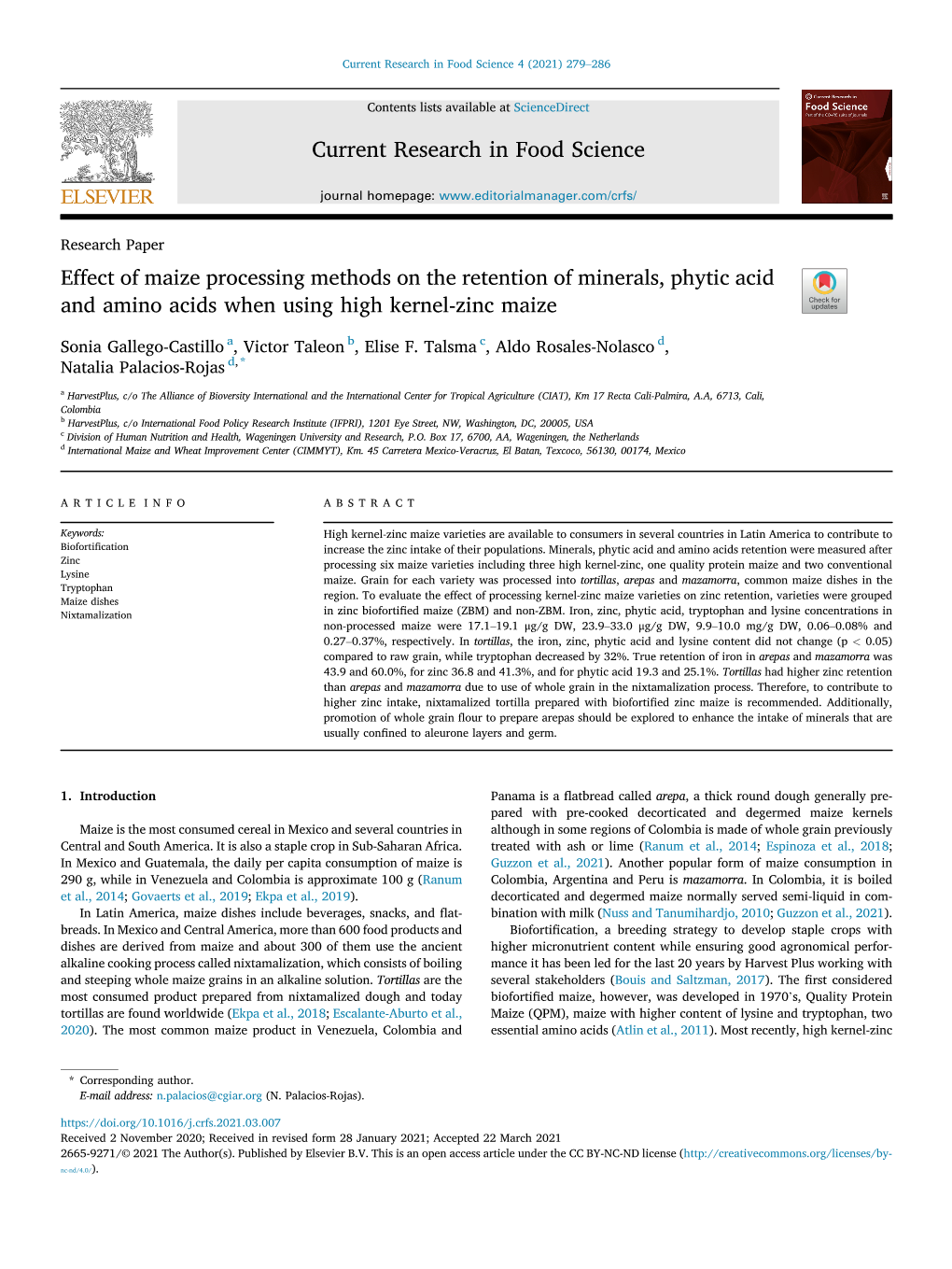 Effect of Maize Processing Methods on the Retention of Minerals, Phytic Acid and Amino Acids When Using High Kernel-Zinc Maize