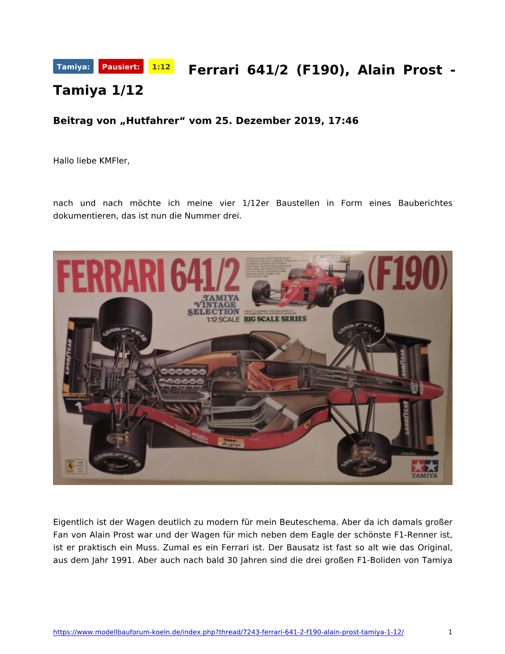 Ferrari 641/2 (F190), Alain Prost - Tamiya 1/12