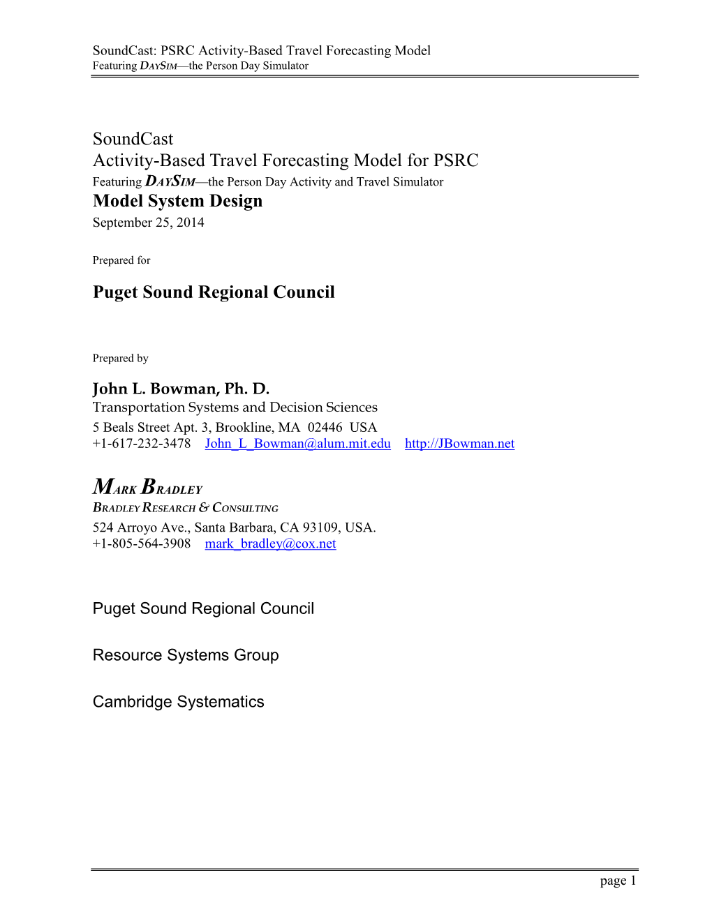 Soundcast Model Design