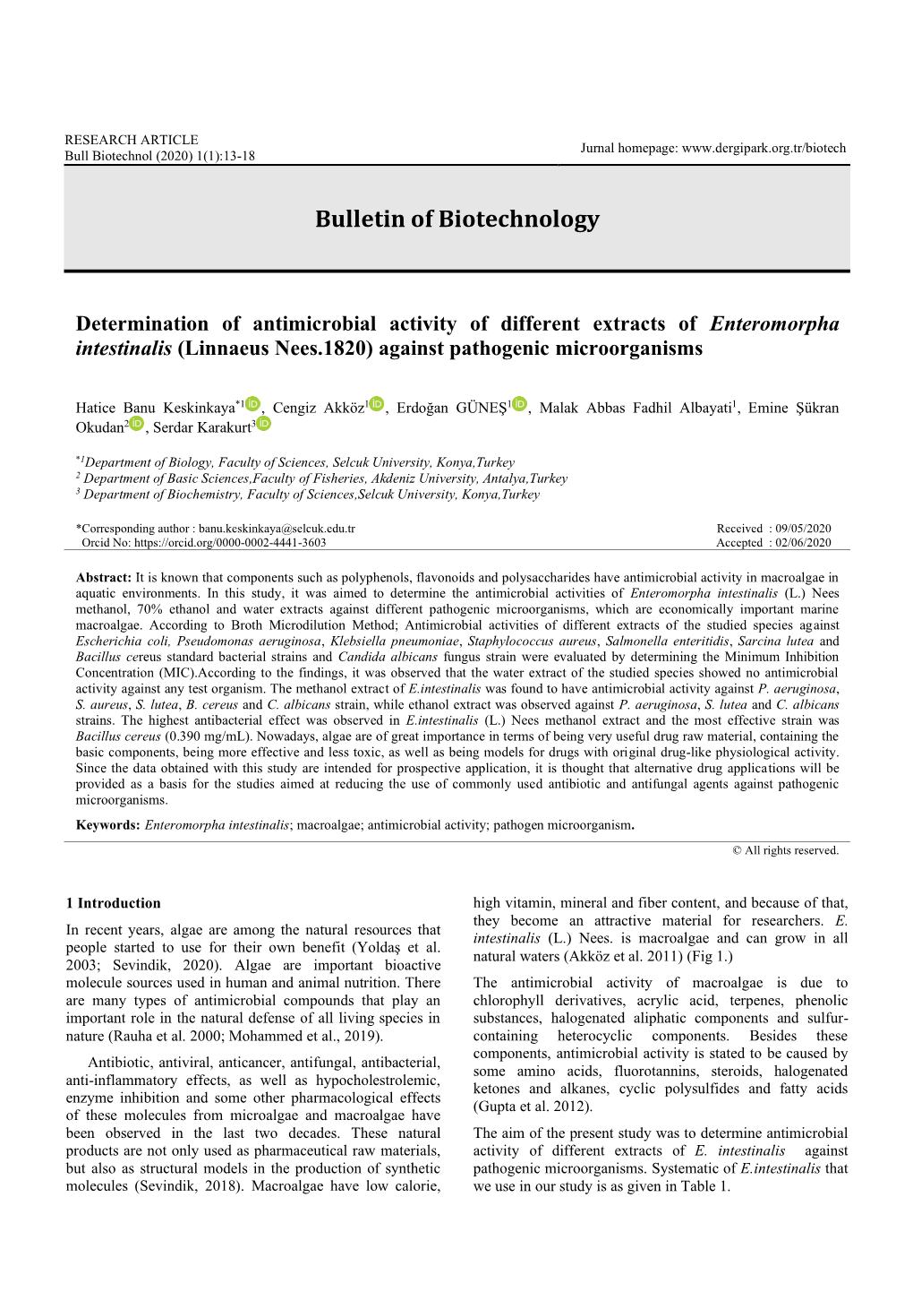 Bulletin of Biotechnology