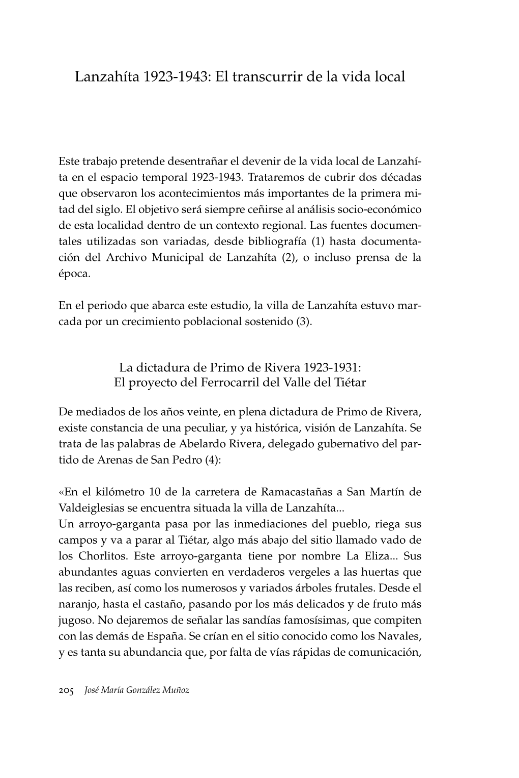 Lanzahíta 1923-1943: El Transcurrir De La Vida Local