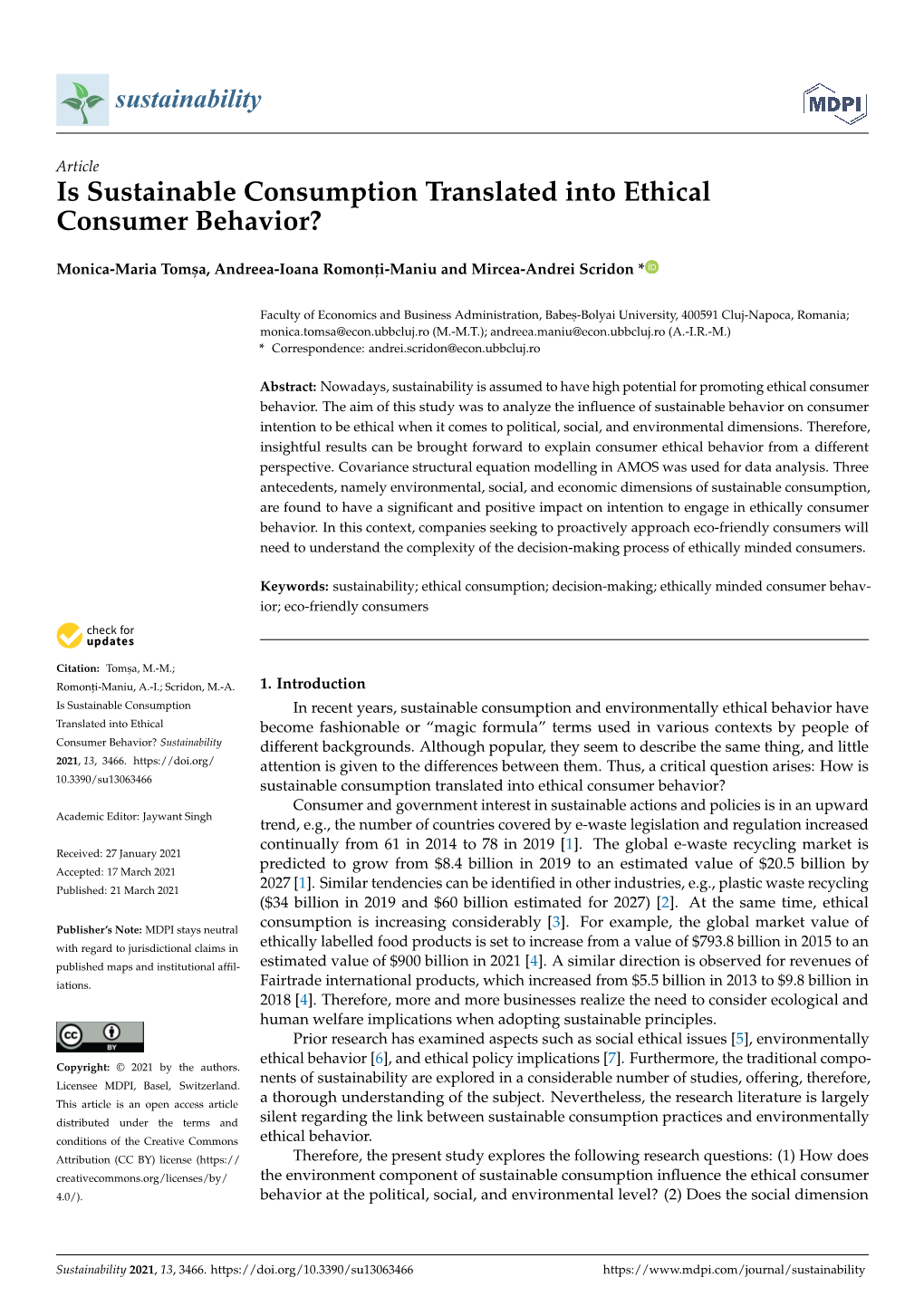 Is Sustainable Consumption Translated Into Ethical Consumer Behavior?