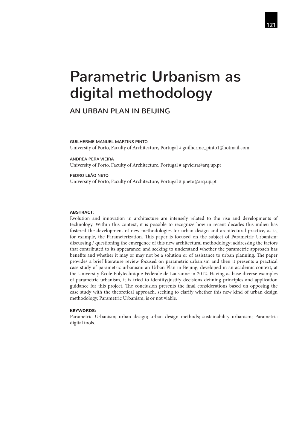 Parametric Urbanism As Digital Methodology an URBAN PLAN in BEIJING