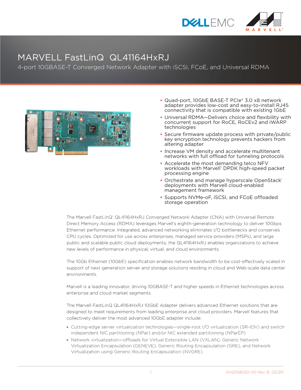 Product Brief: MARVELL Fastlinq Ql41164hxrj
