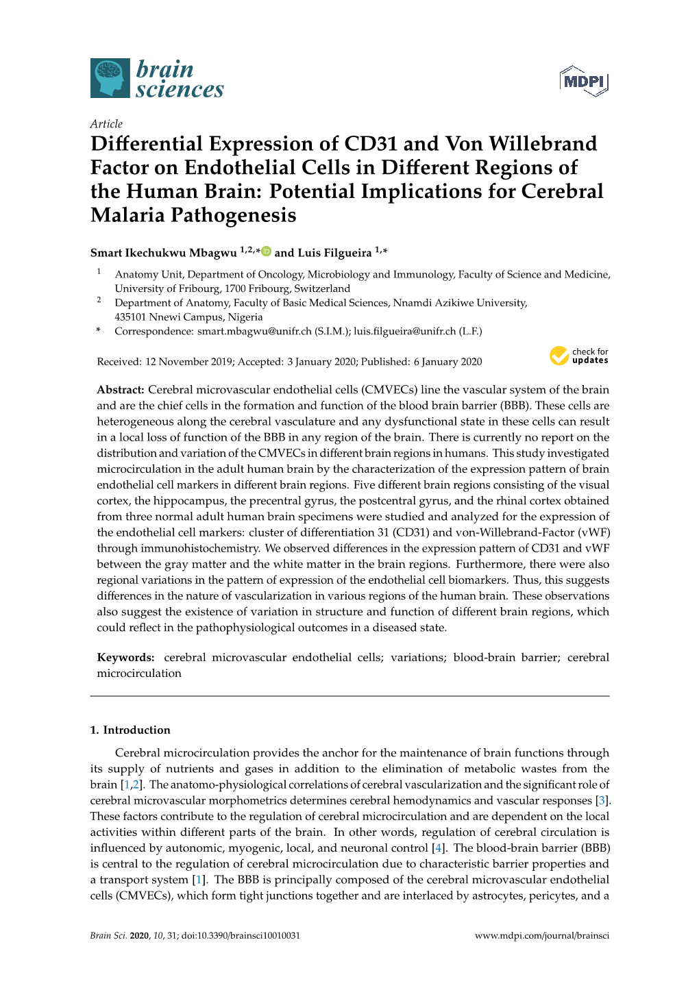 Differential Expression of CD31 and Von Willebrand Factor On