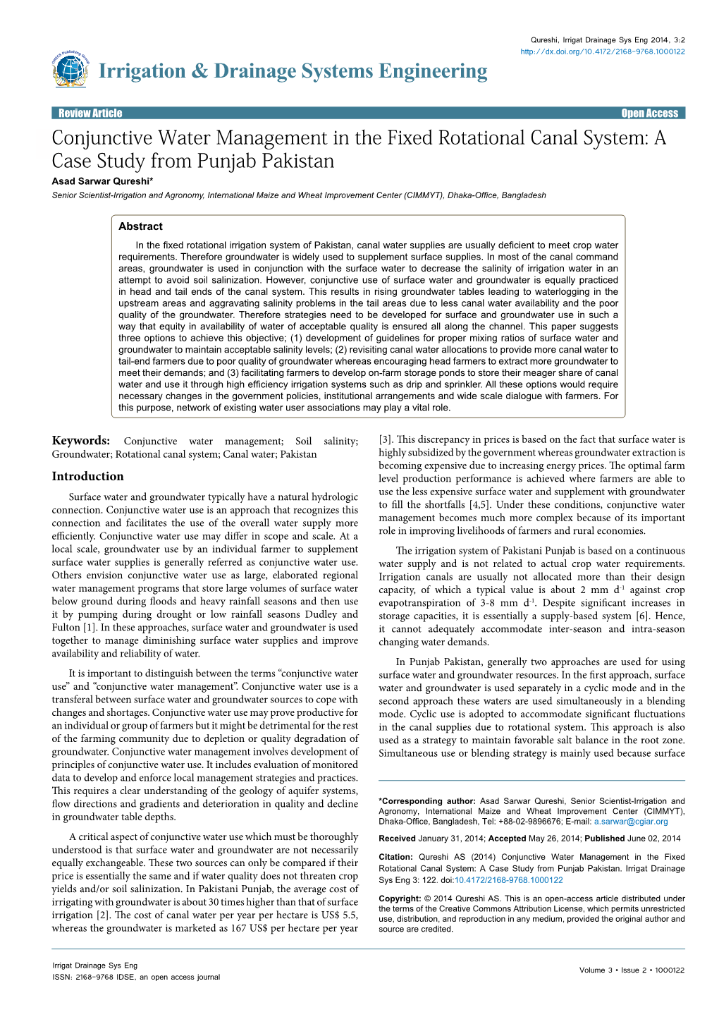 Conjunctive Water Management in the Fixed Rotational Canal System: A