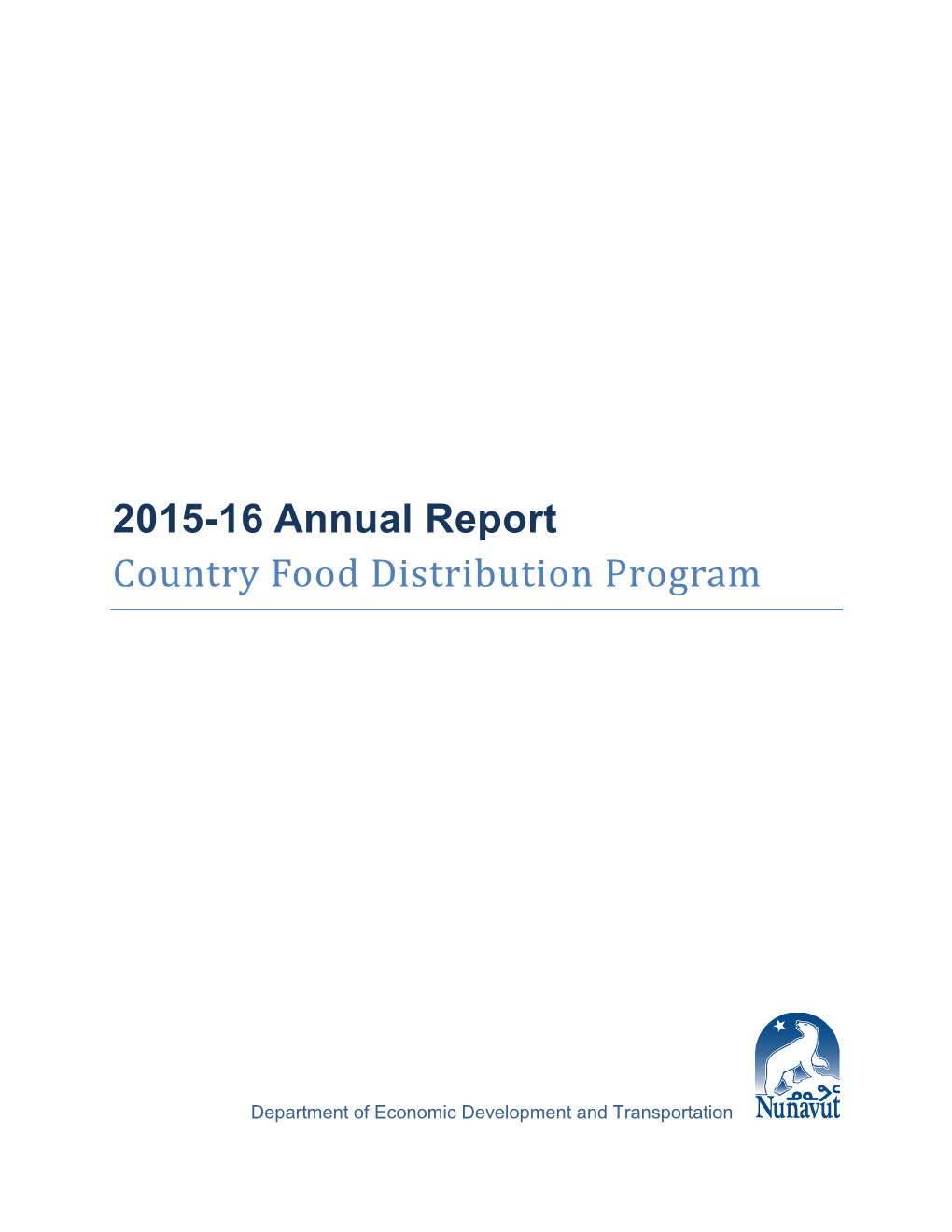 2015-16 Annual Report Country Food Distribution Program