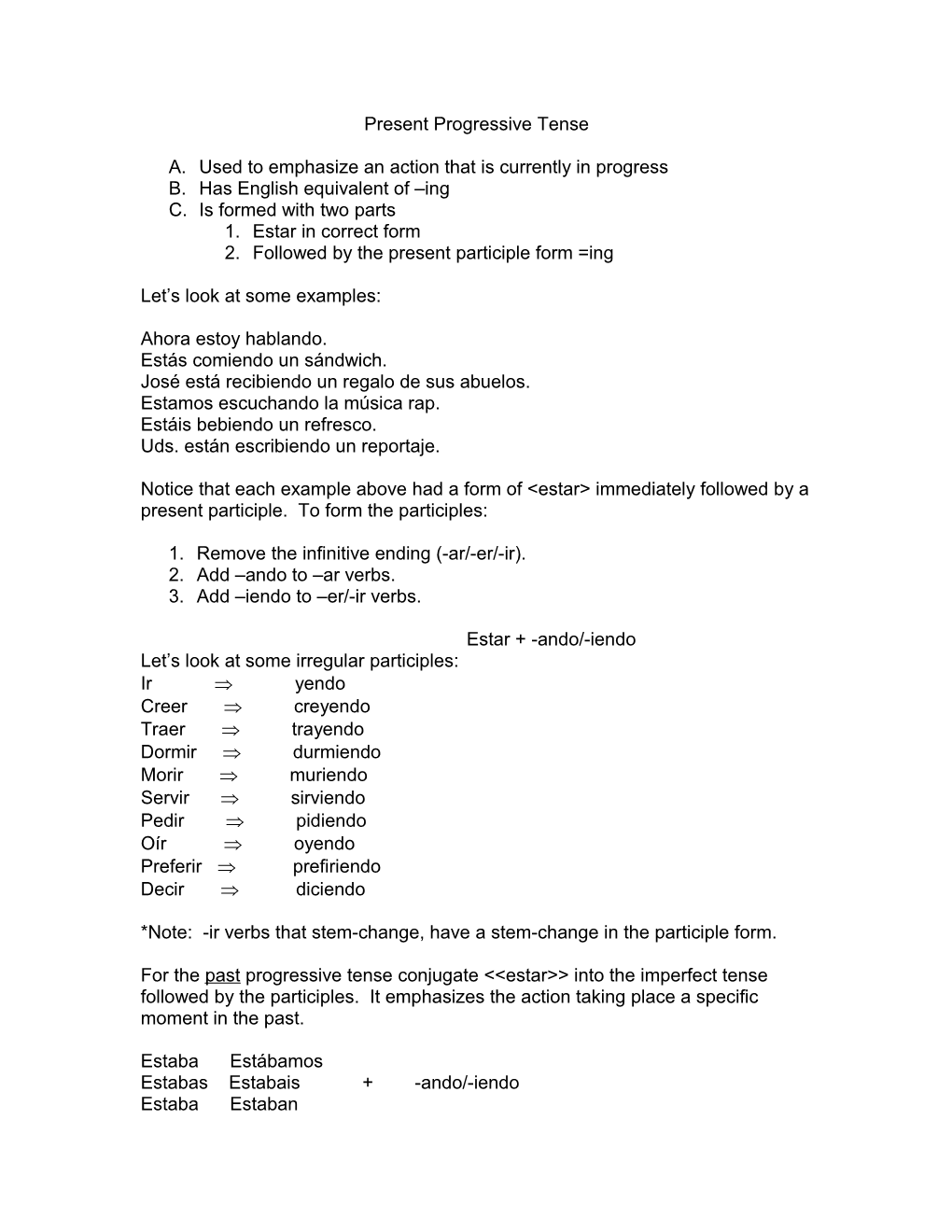 Present Progressive Tense