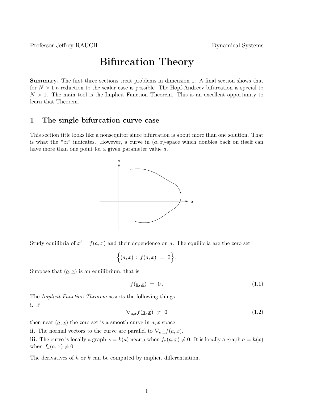 Bifurcation Theory