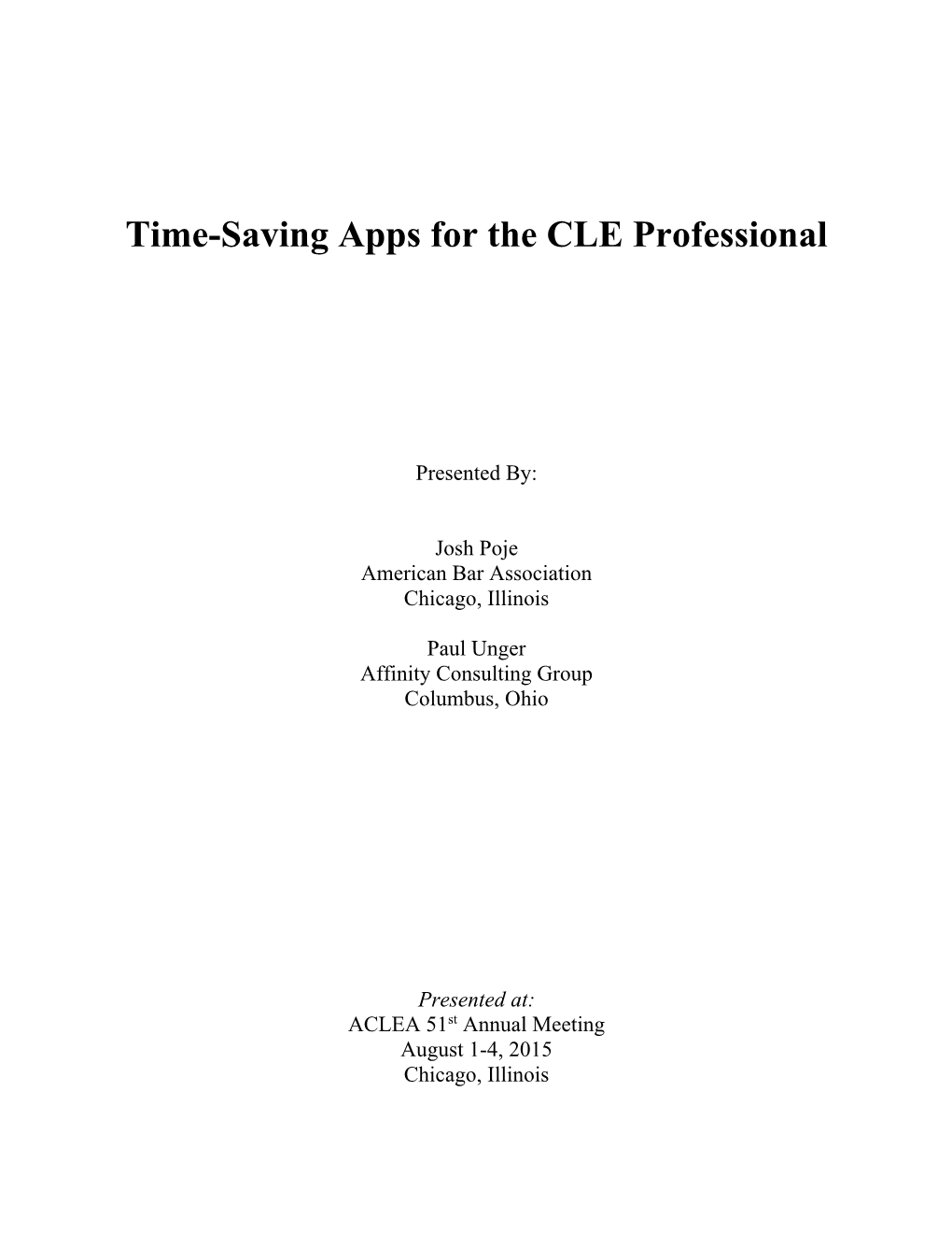 Time-Saving Apps for the CLE Professional