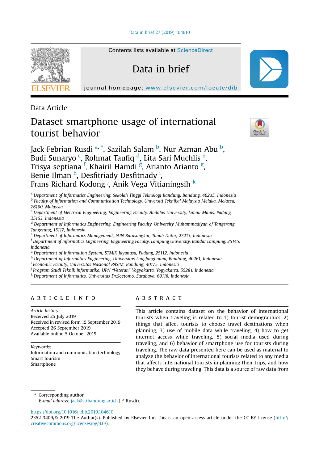 Dataset Smartphone Usage of International Tourist Behavior