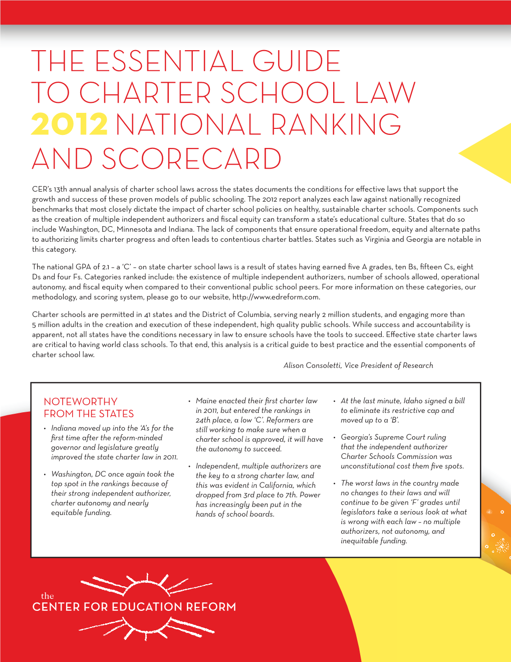 Charter School Laws 2012 Ranking & Scorecard