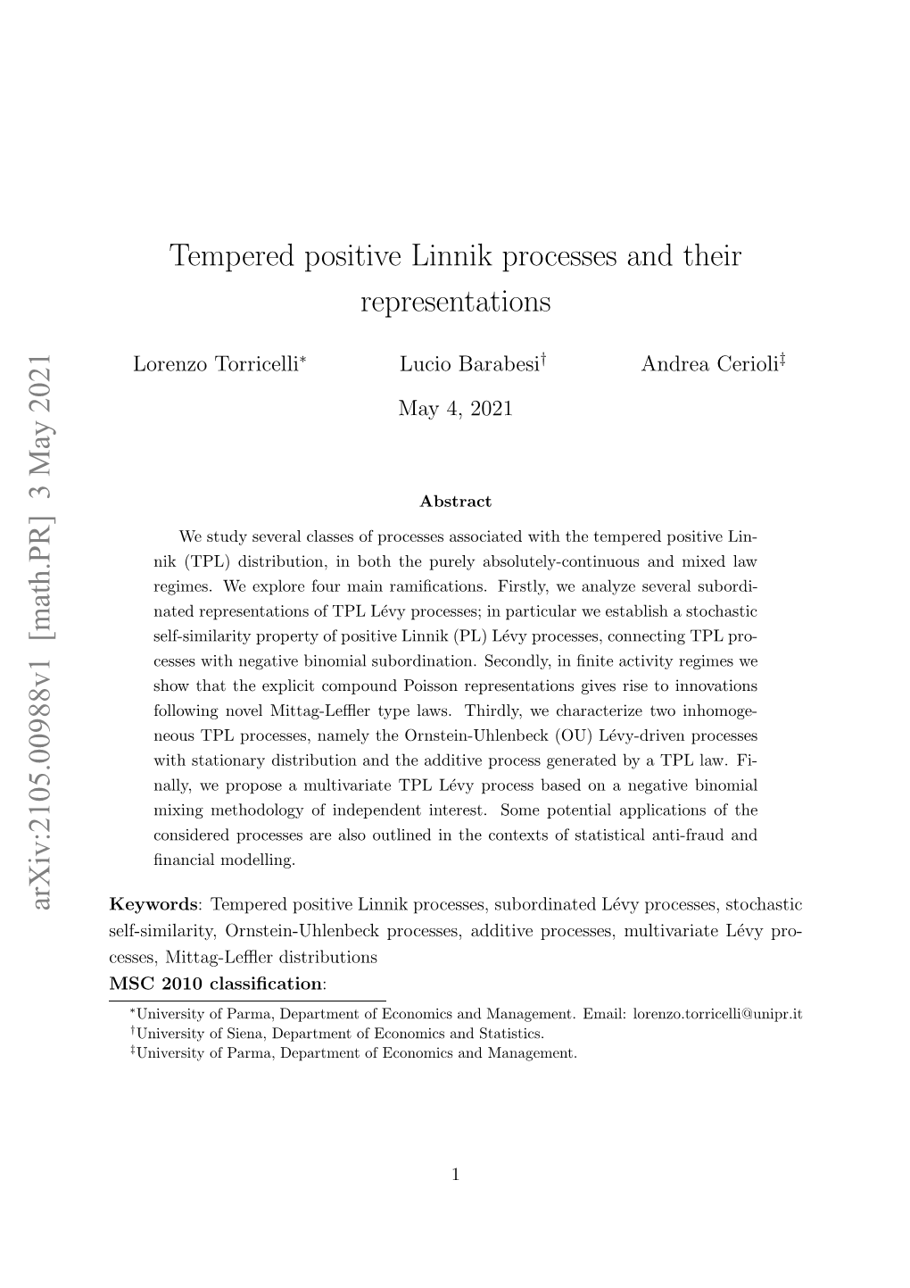 Tempered Positive Linnik Processes and Their Representations