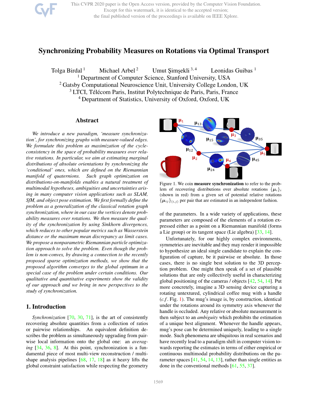 Synchronizing Probability Measures on Rotations Via Optimal Transport