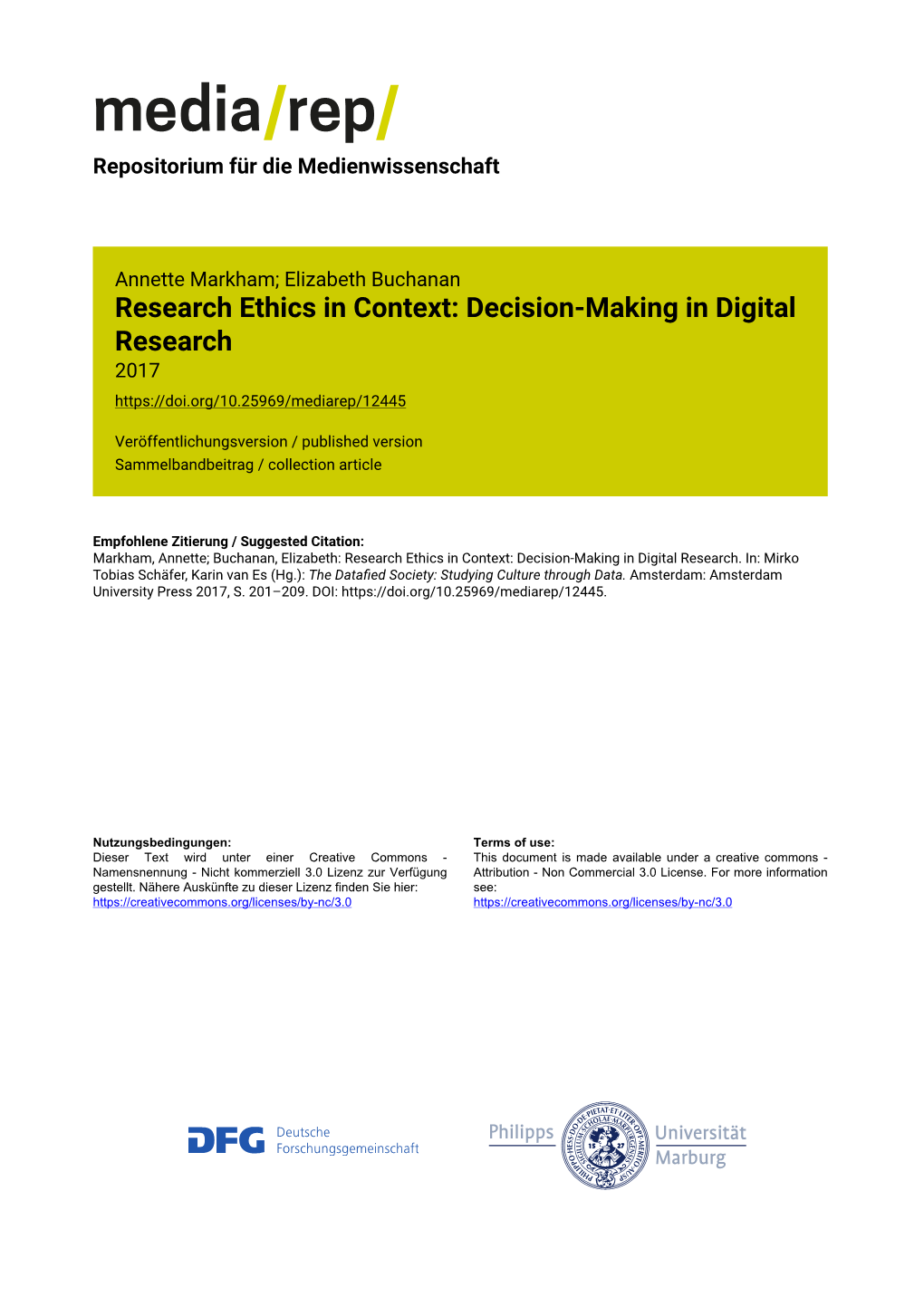 Research Ethics in Context: Decision-Making in Digital Research 2017