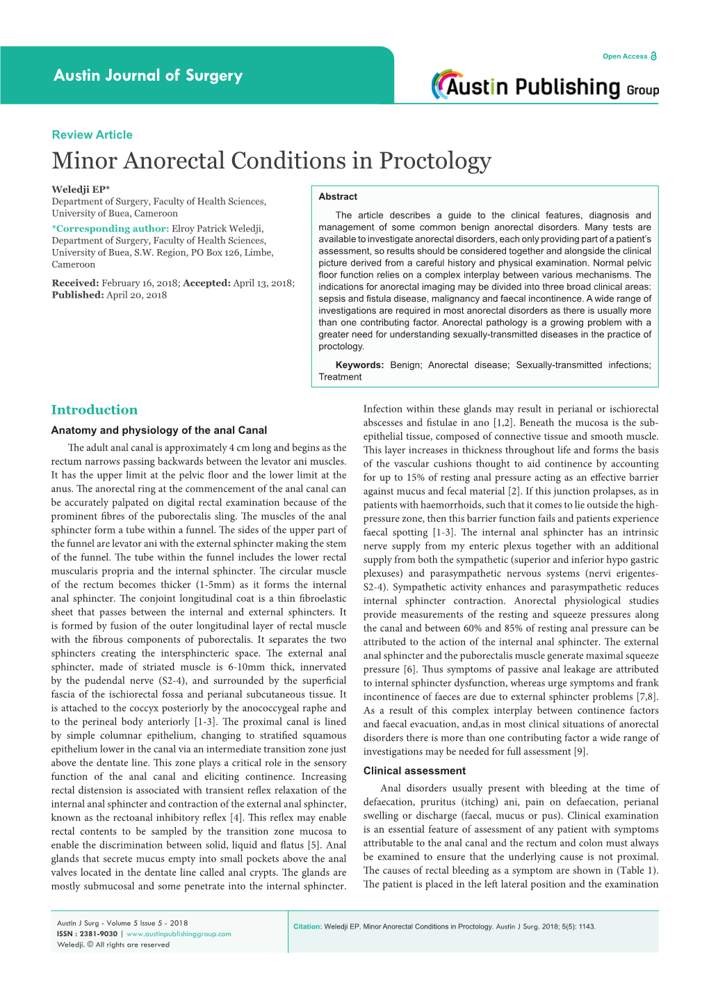 Minor Anorectal Conditions in Proctology