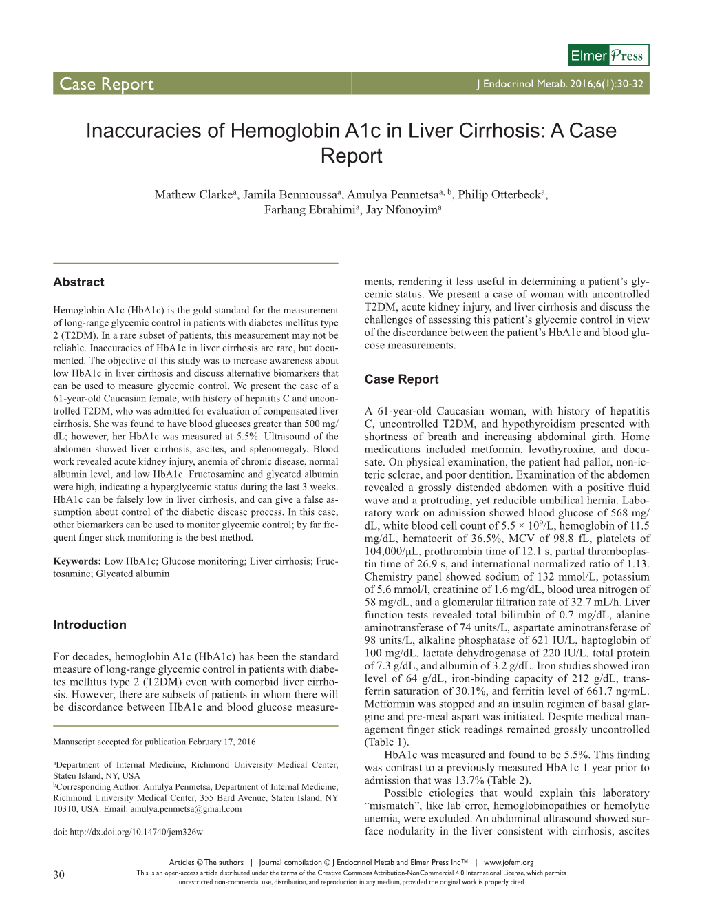 Inaccuracies of Hemoglobin A1c in Liver Cirrhosis: a Case Report