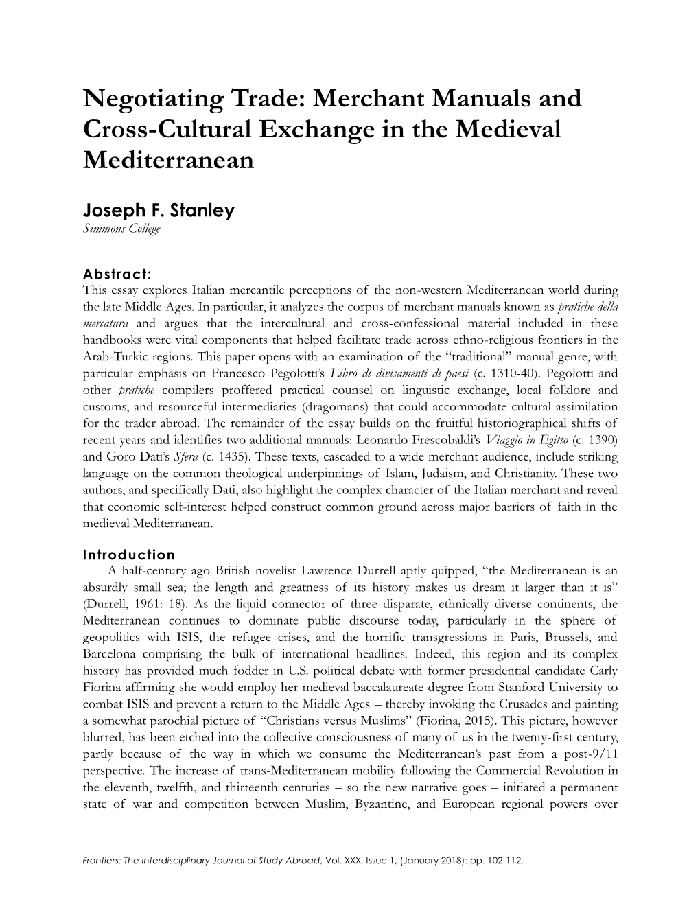 Negotiating Trade: Merchant Manuals and Cross-Cultural Exchange in the Medieval Mediterranean