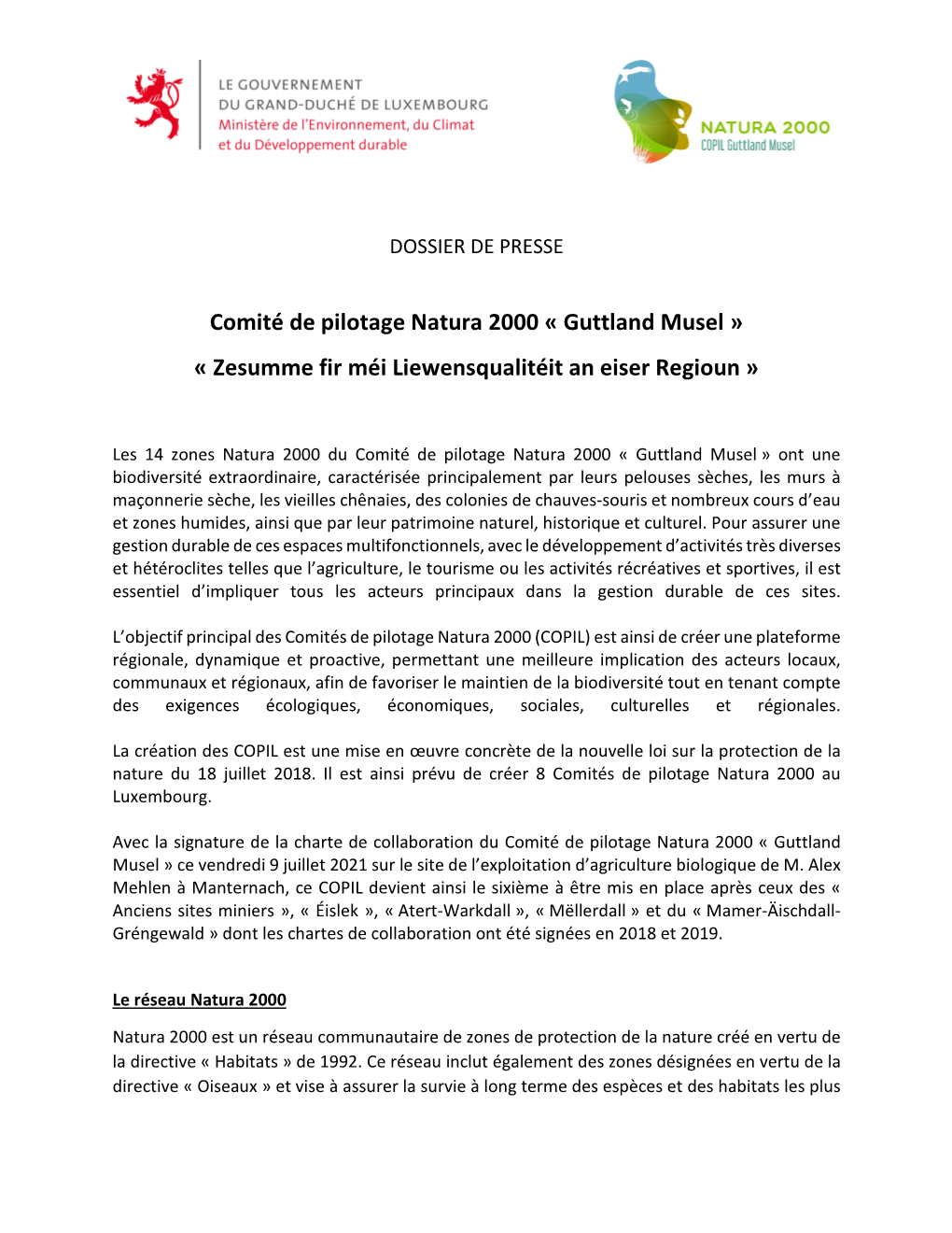 Comité De Pilotage Natura 2000 "Guttland Musel"