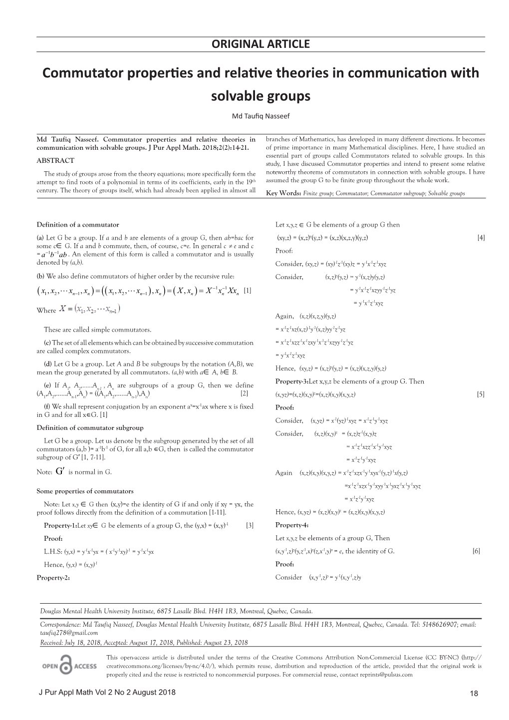 Commutator Properties and Relative Theories in Communication with Solvable Groups