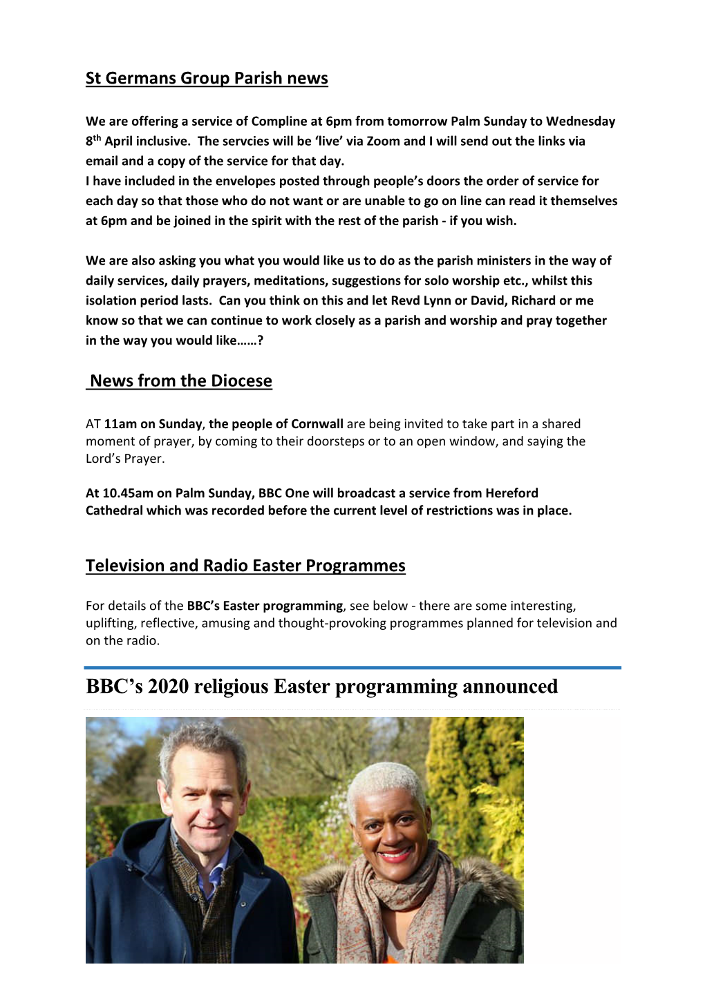 BBC's 2020 Religious Easter Programming Announced