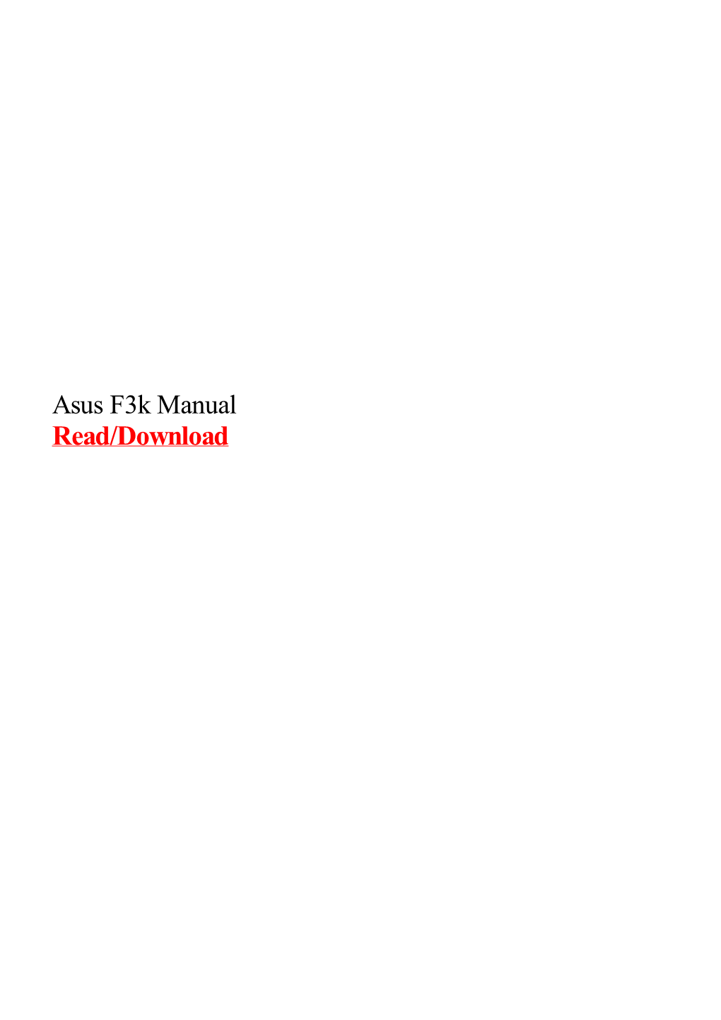 Asus F3k Manual