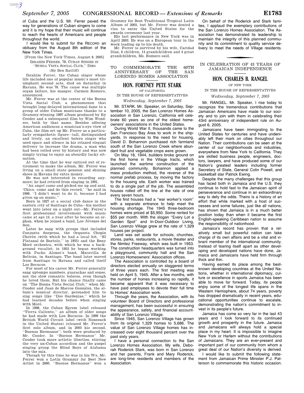 CONGRESSIONAL RECORD— Extensions of Remarks E1783 HON